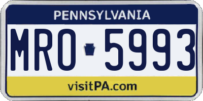PA license plate MRO5993