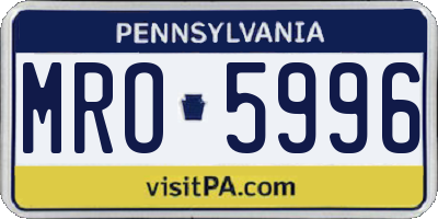 PA license plate MRO5996