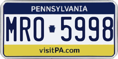 PA license plate MRO5998