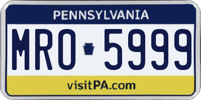 PA license plate MRO5999