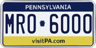 PA license plate MRO6000