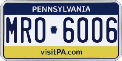 PA license plate MRO6006