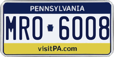 PA license plate MRO6008
