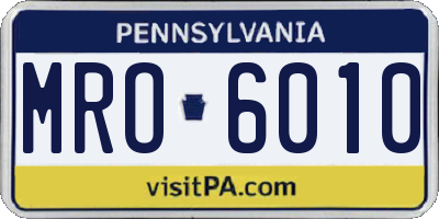 PA license plate MRO6010