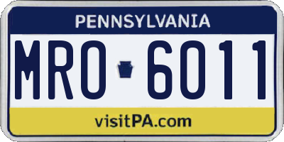 PA license plate MRO6011