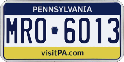 PA license plate MRO6013