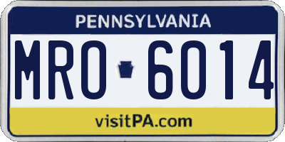 PA license plate MRO6014
