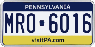 PA license plate MRO6016