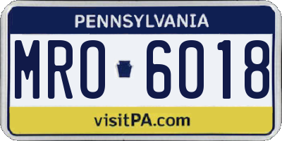PA license plate MRO6018