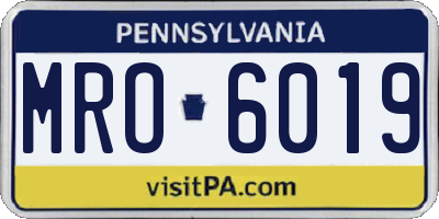 PA license plate MRO6019
