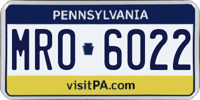 PA license plate MRO6022