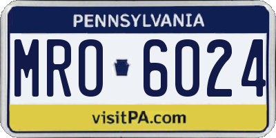 PA license plate MRO6024