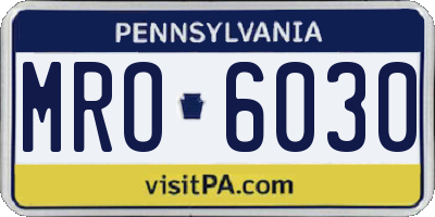 PA license plate MRO6030