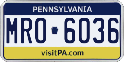PA license plate MRO6036