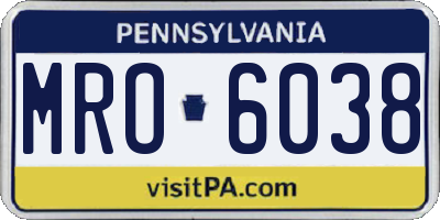 PA license plate MRO6038