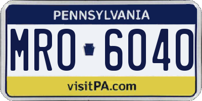 PA license plate MRO6040