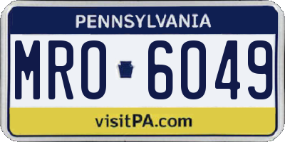PA license plate MRO6049