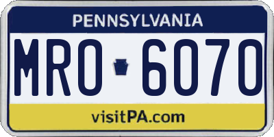 PA license plate MRO6070
