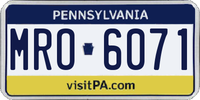 PA license plate MRO6071