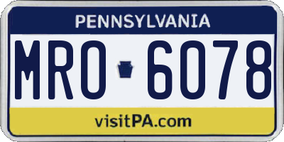 PA license plate MRO6078