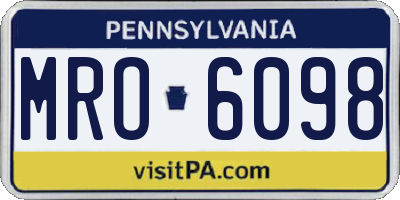 PA license plate MRO6098