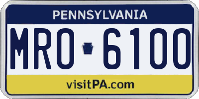 PA license plate MRO6100