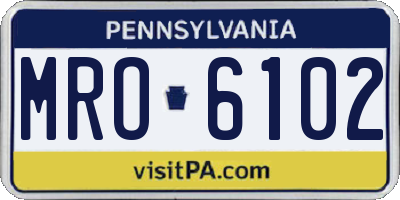 PA license plate MRO6102