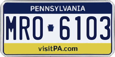 PA license plate MRO6103