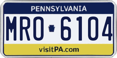 PA license plate MRO6104