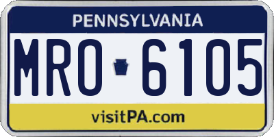 PA license plate MRO6105