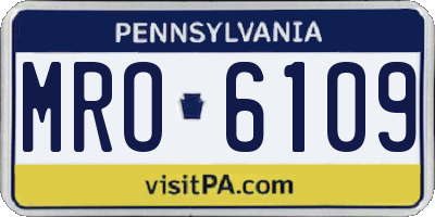 PA license plate MRO6109