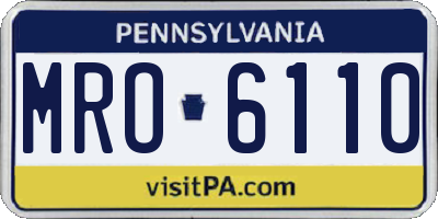 PA license plate MRO6110