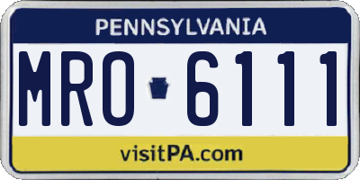PA license plate MRO6111