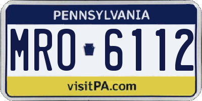 PA license plate MRO6112