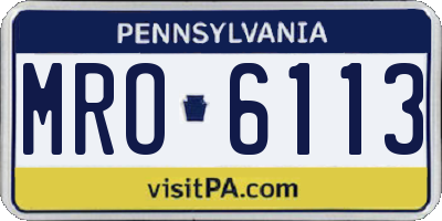 PA license plate MRO6113