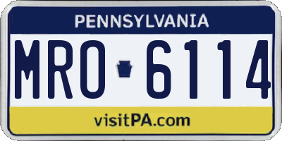PA license plate MRO6114