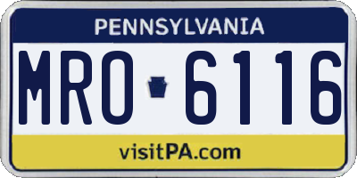 PA license plate MRO6116