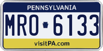 PA license plate MRO6133