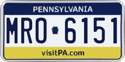 PA license plate MRO6151
