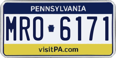 PA license plate MRO6171