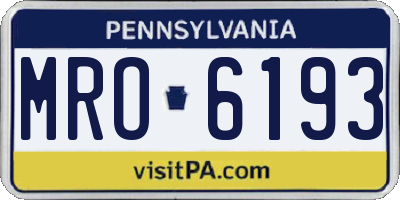 PA license plate MRO6193