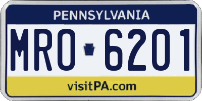 PA license plate MRO6201