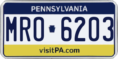 PA license plate MRO6203