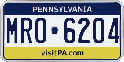 PA license plate MRO6204