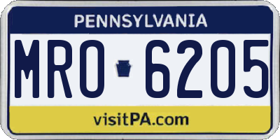 PA license plate MRO6205
