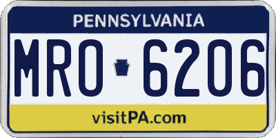 PA license plate MRO6206