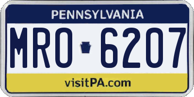 PA license plate MRO6207
