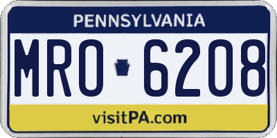 PA license plate MRO6208