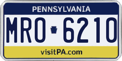 PA license plate MRO6210