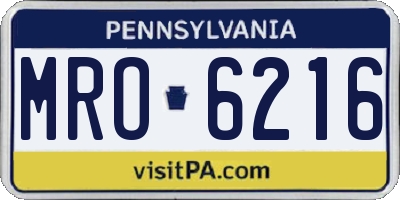PA license plate MRO6216